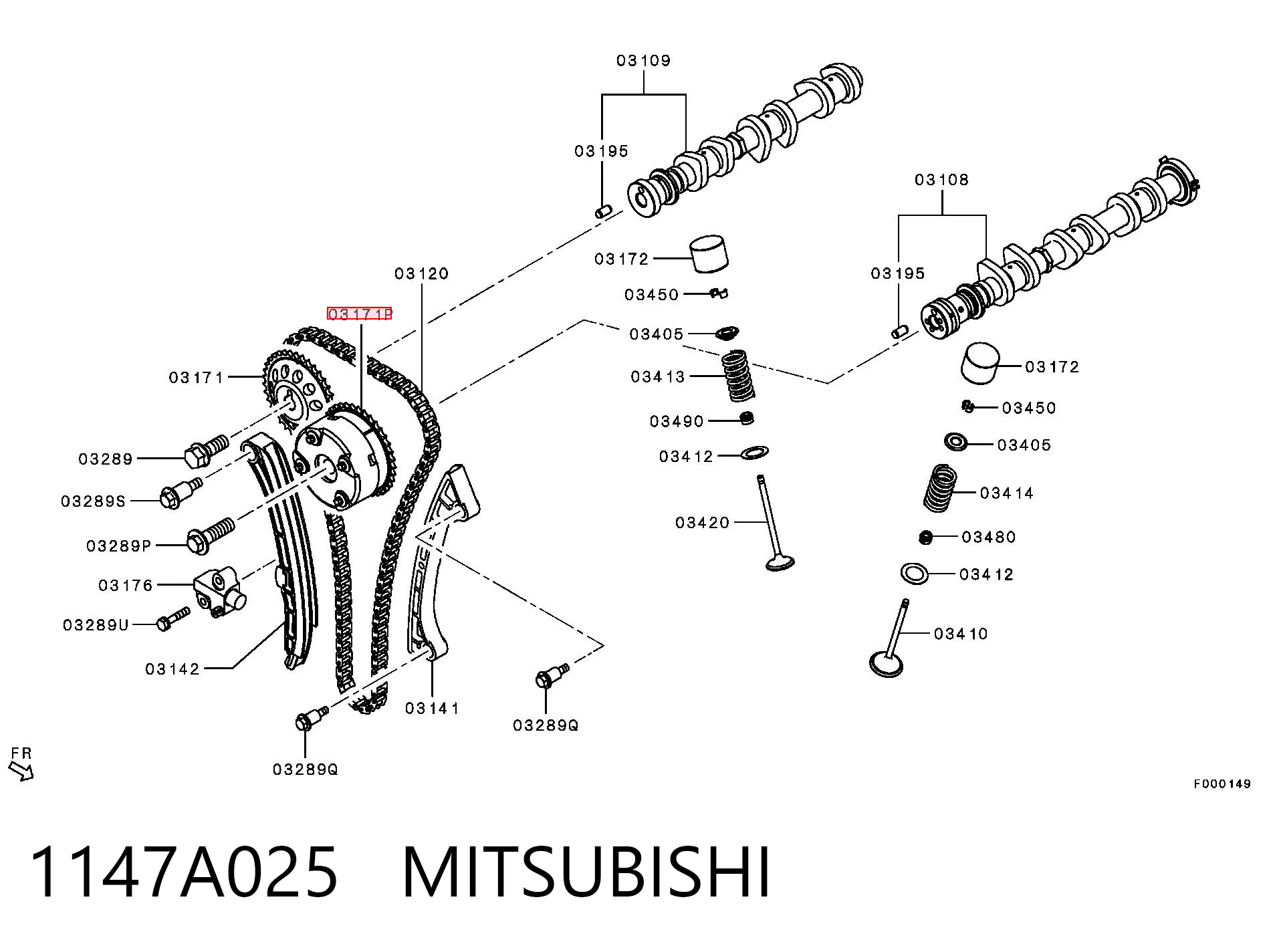 1147A025 Mitsubishi Шестерня приводу розподільного валу