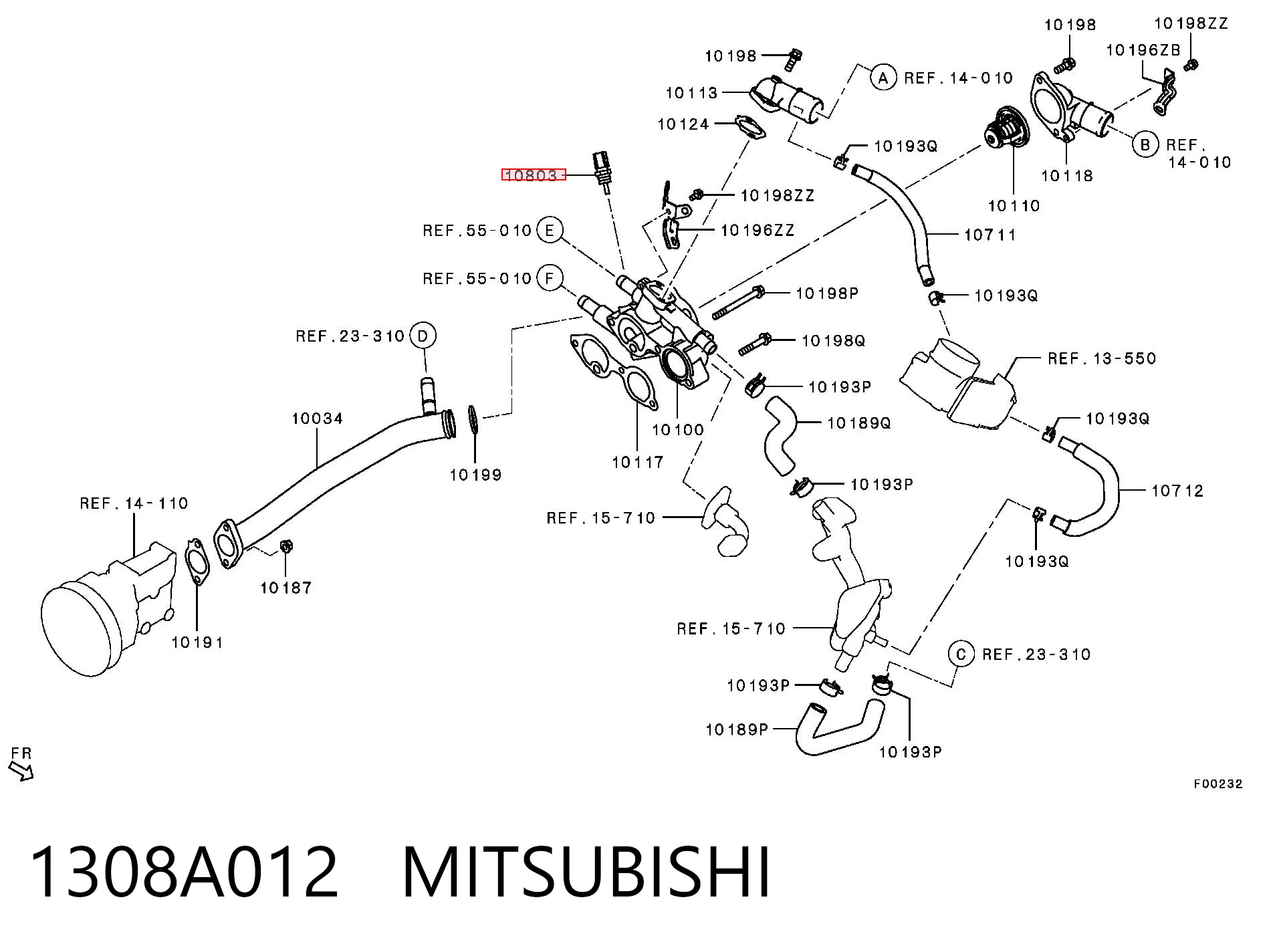1308A012 Mitsubishi Покажчик температури охолоджуючої рідини