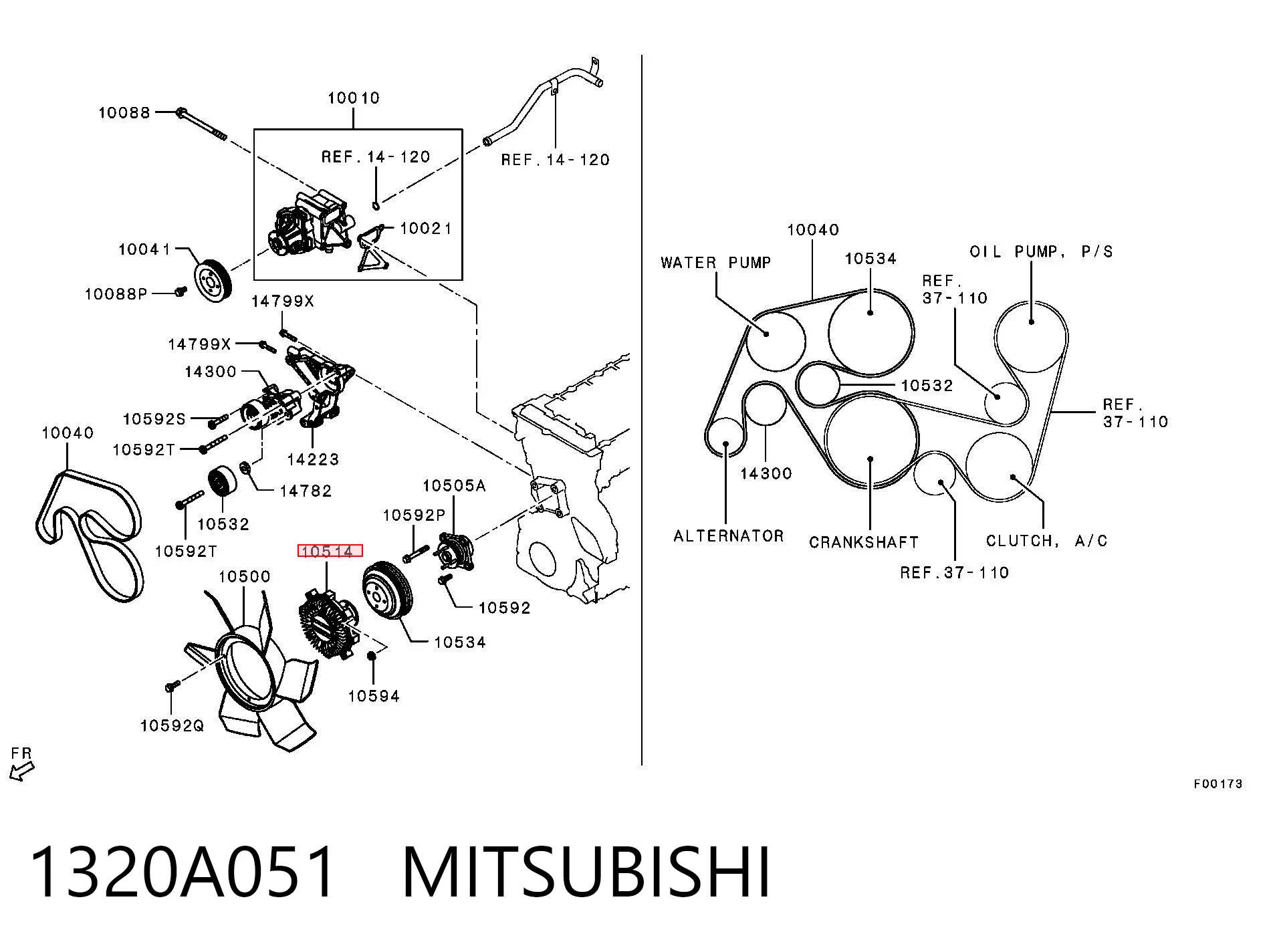 1320A051 Mitsubishi Гідромуфта приводу вентилятора