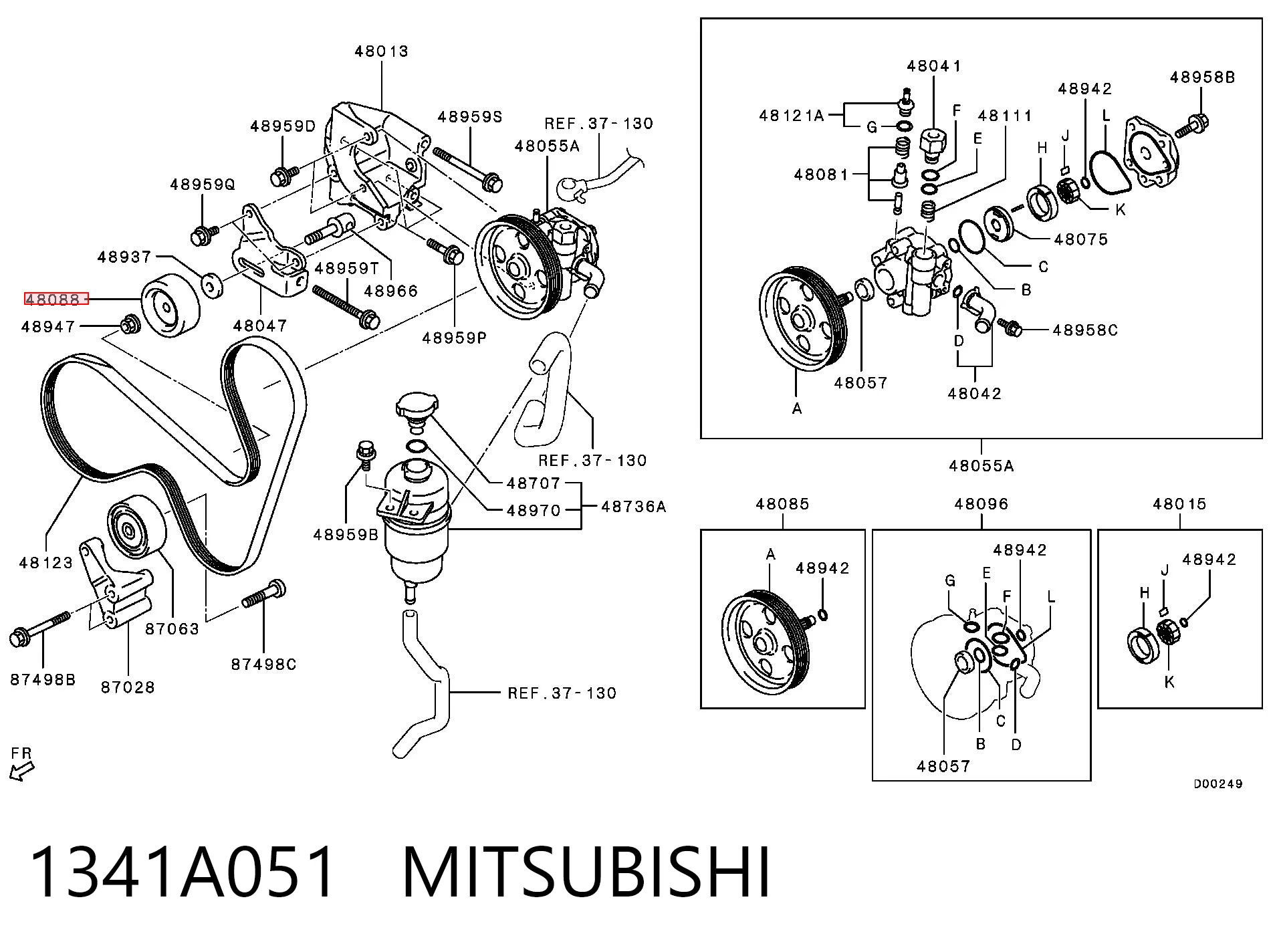 1341A051 Mitsubishi Ролик приводного ременя, паразитний