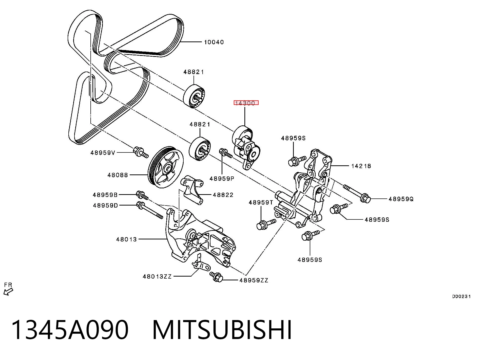 1345A090 Mitsubishi Натяжна планка поліклинового ременя