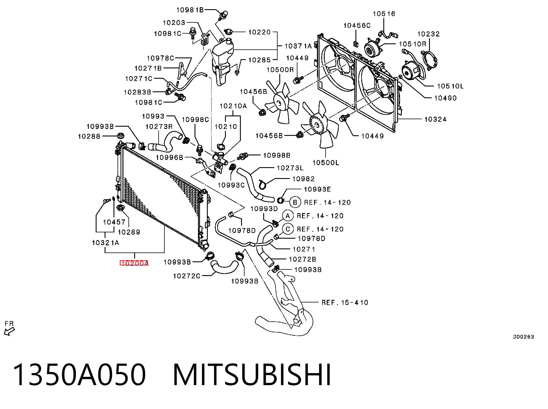 1350A050 Mitsubishi Радіатор охолодження двигуна