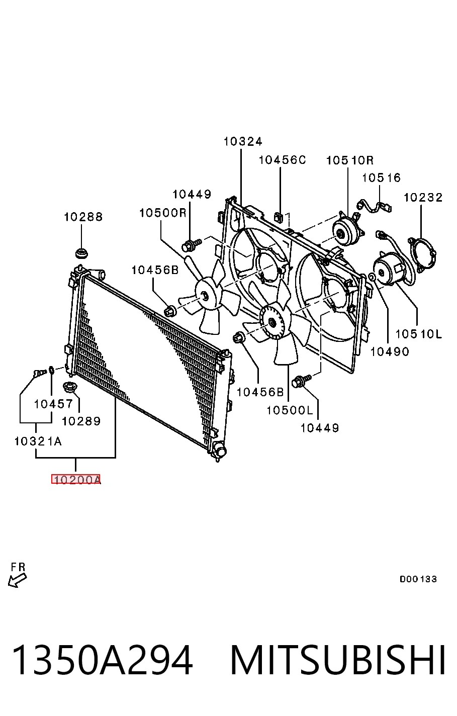 1350A294 Mitsubishi Радіатор охолодження двигуна