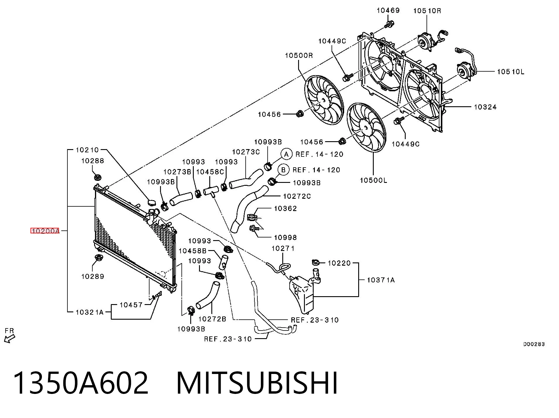 1350A602 Mitsubishi Радіатор охолодження двигуна