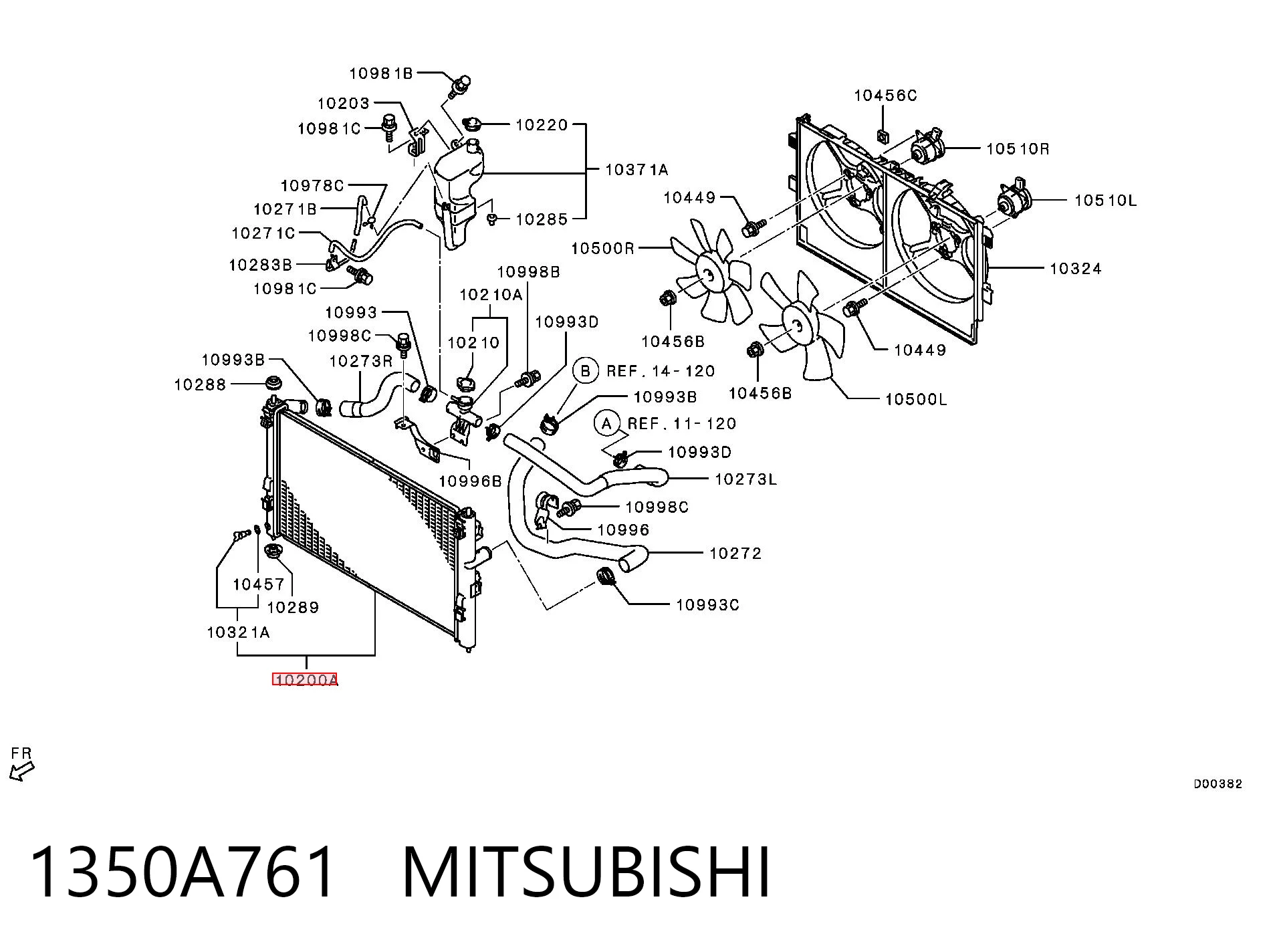 1350A761 Mitsubishi Радіатор охолодження двигуна