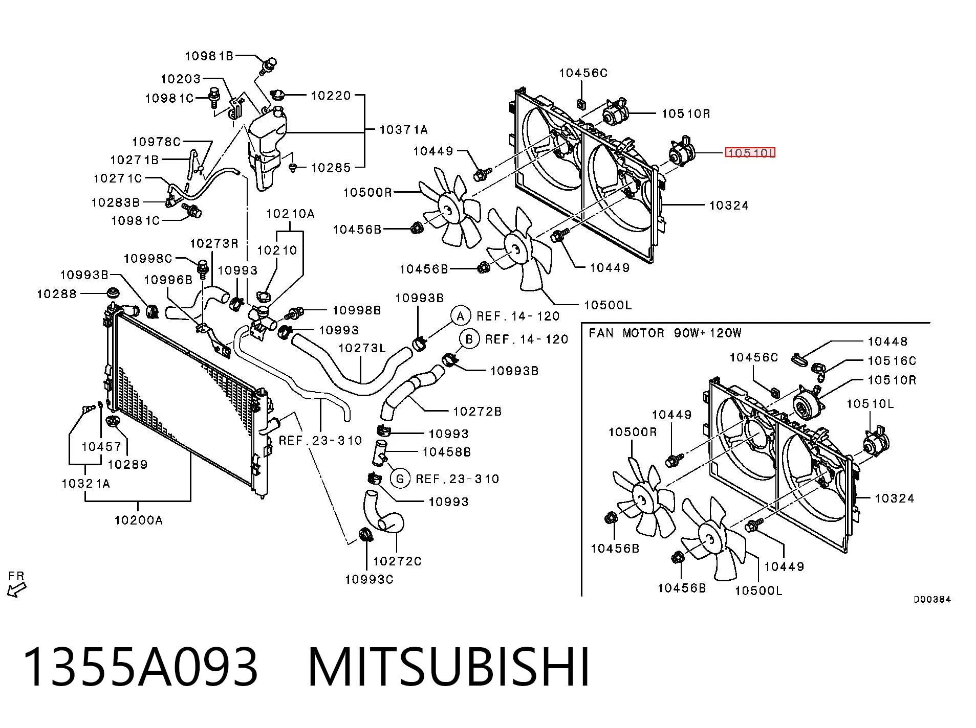 1355A093 Mitsubishi Мотор вентилятора системи охолодження, лівий