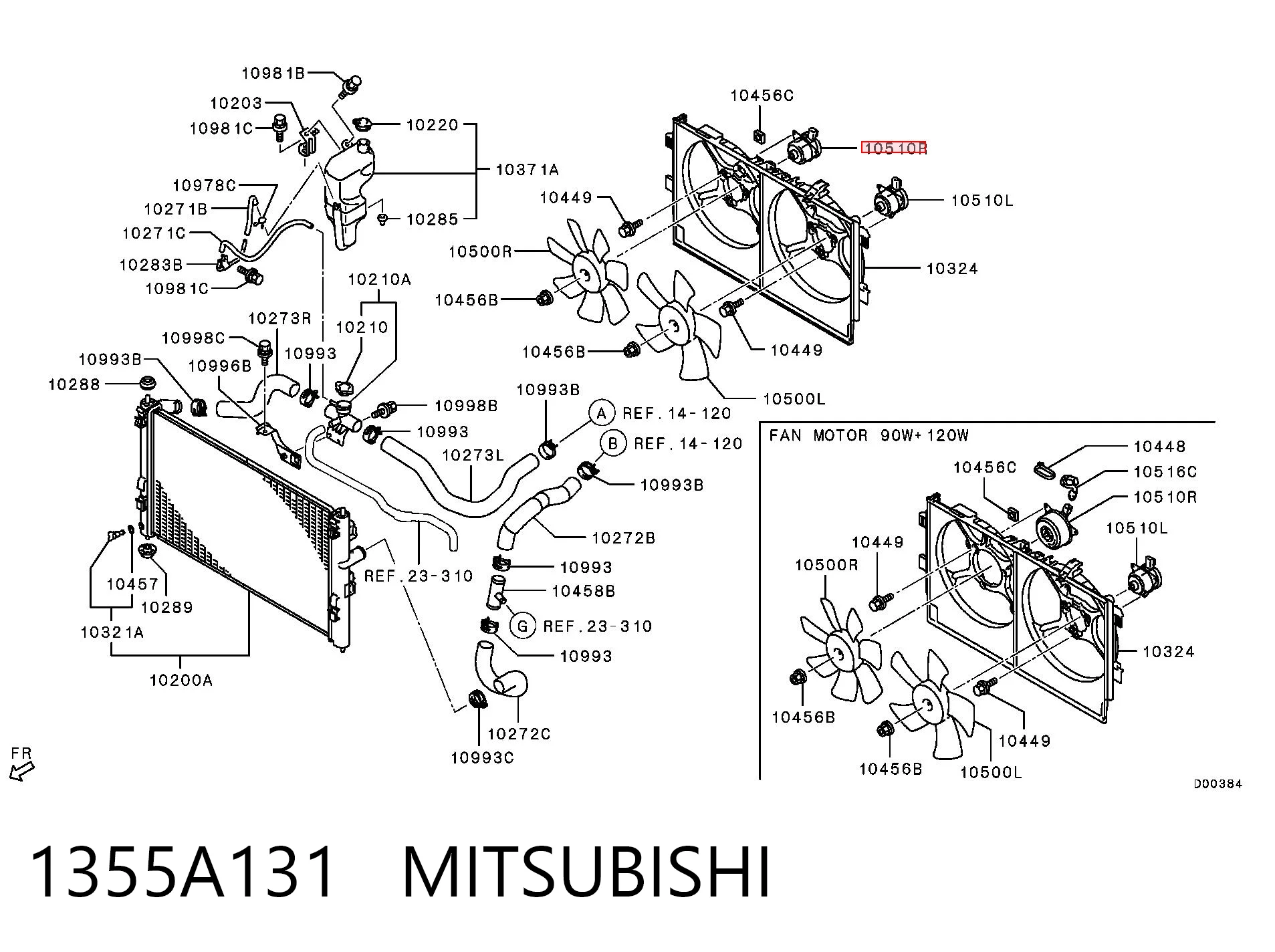 1355A131 Mitsubishi Двигун вентилятора системи охолодження, правий