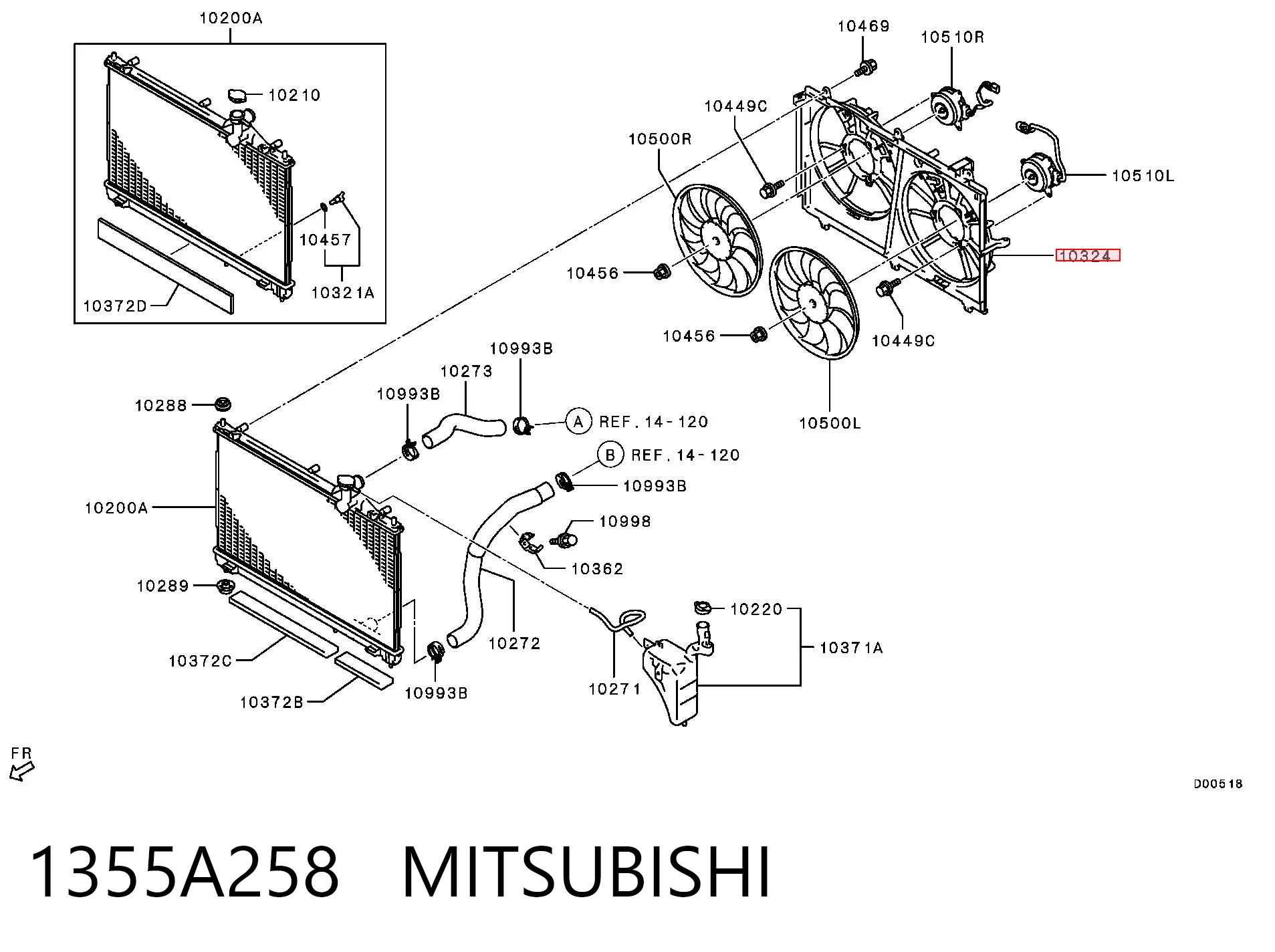 Облицювання рамки радіатора на Mitsubishi Outlander III GF, GG