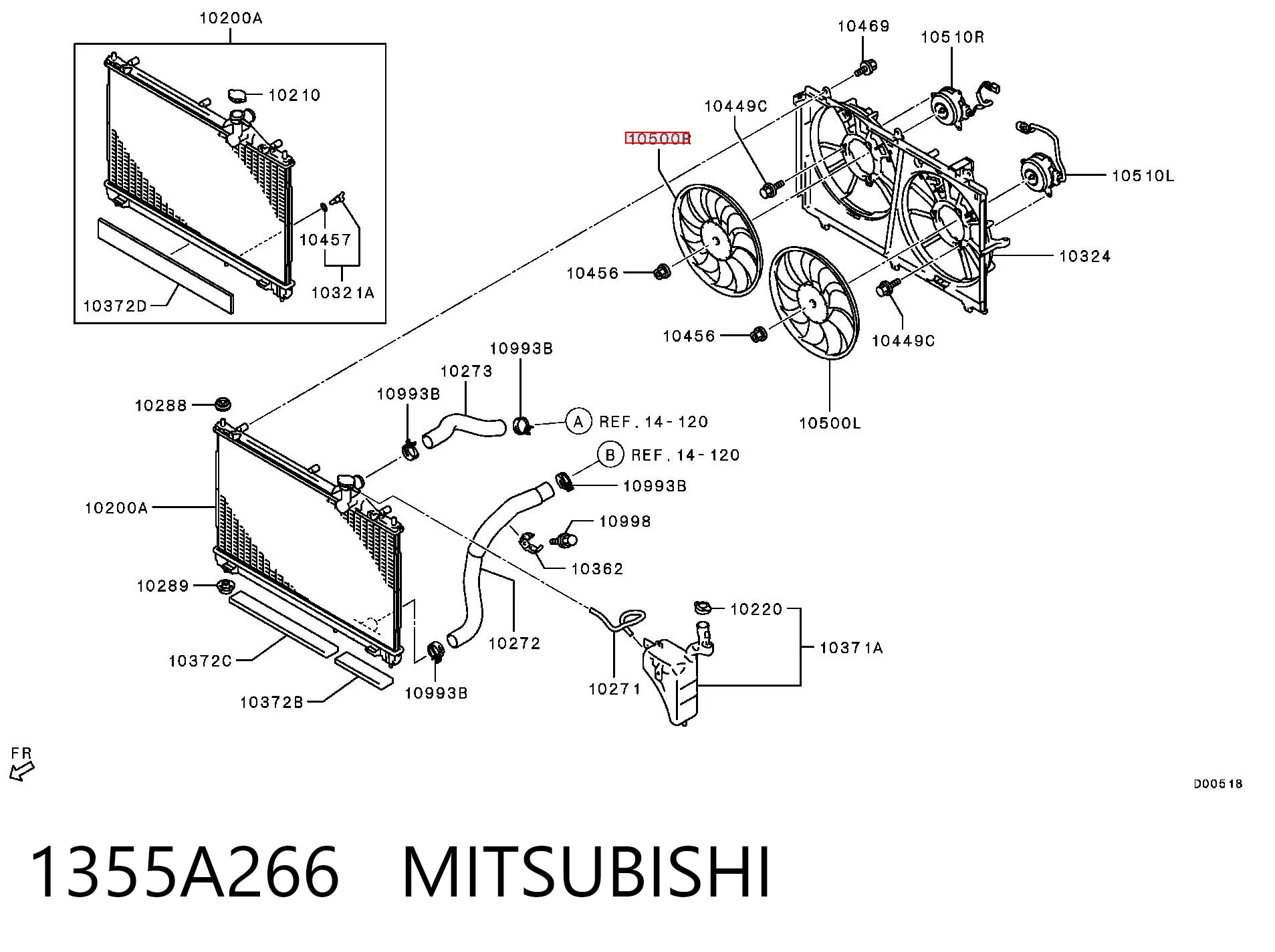 1355A266 Mitsubishi Вентилятор кондиціонера, правий