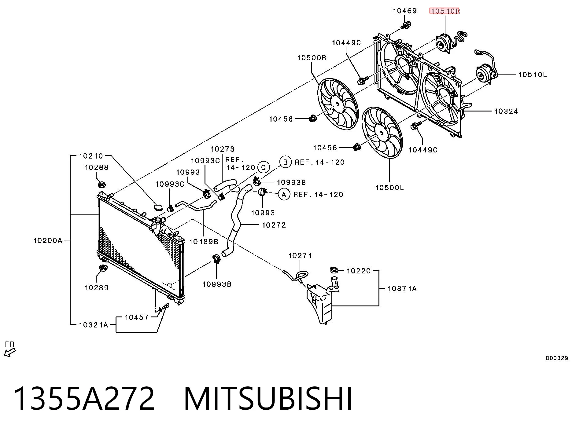 1355A272 Mitsubishi Двигун вентилятора системи охолодження, правий