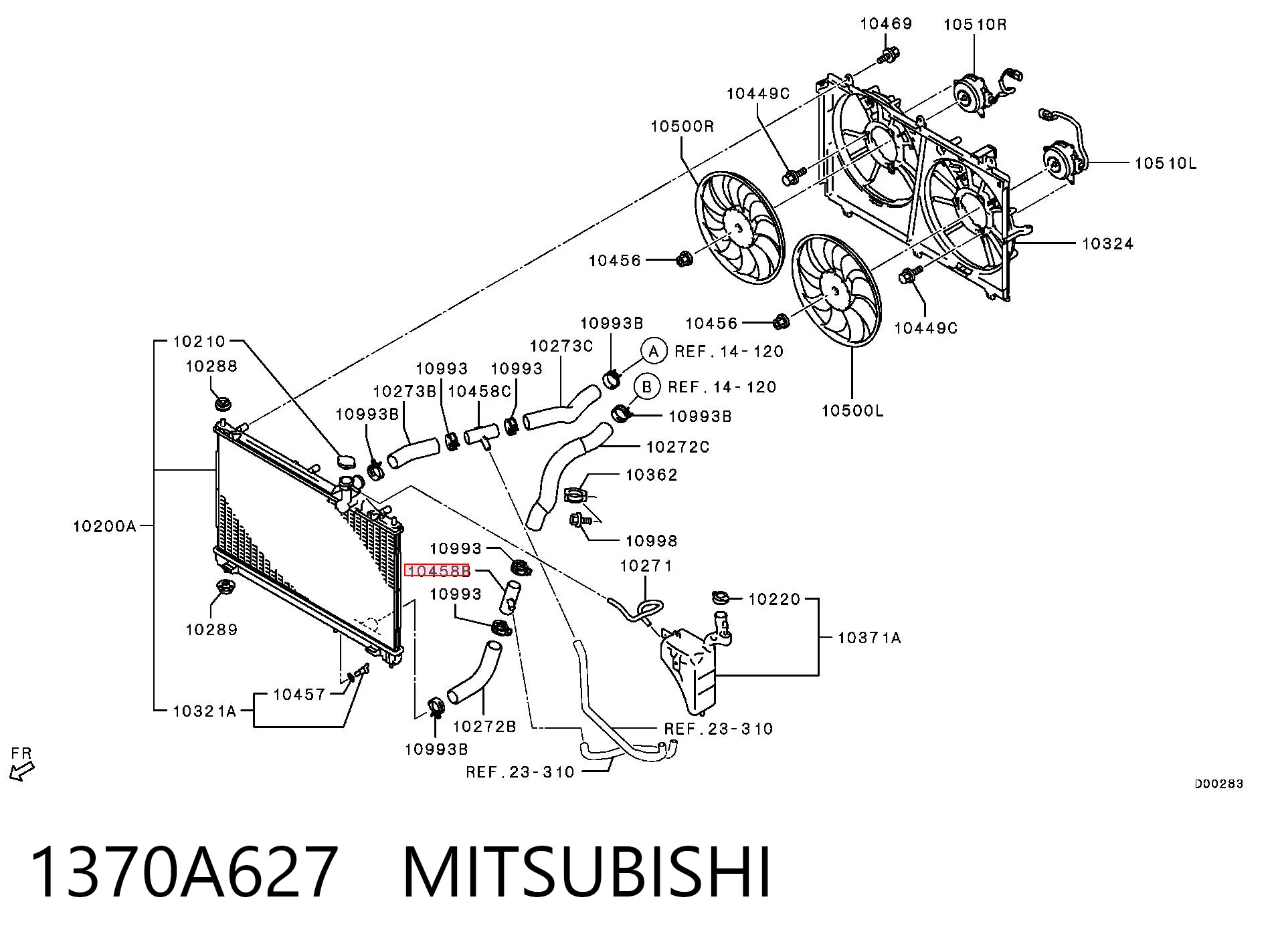 1370A627 Mitsubishi Водопровідна труба