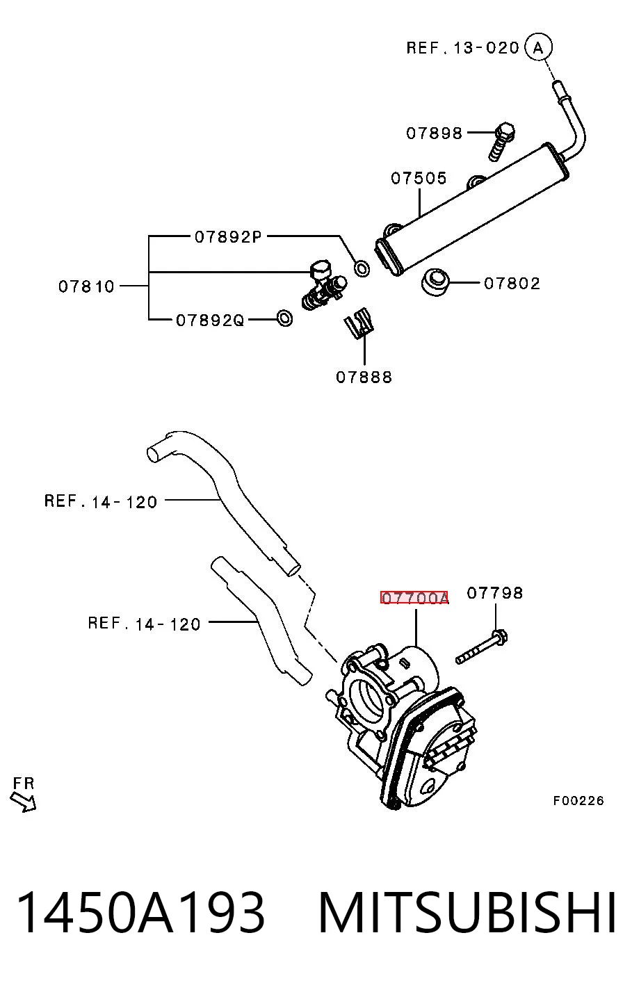 1450A193 Mitsubishi Дросільна заслінка в зборі