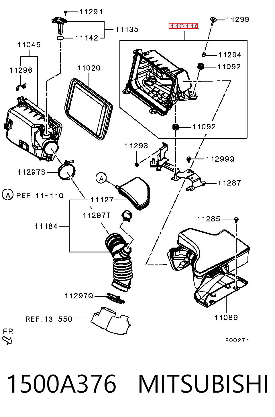 1500A376 Mitsubishi Корпус повітряного фільтра, нижня частина