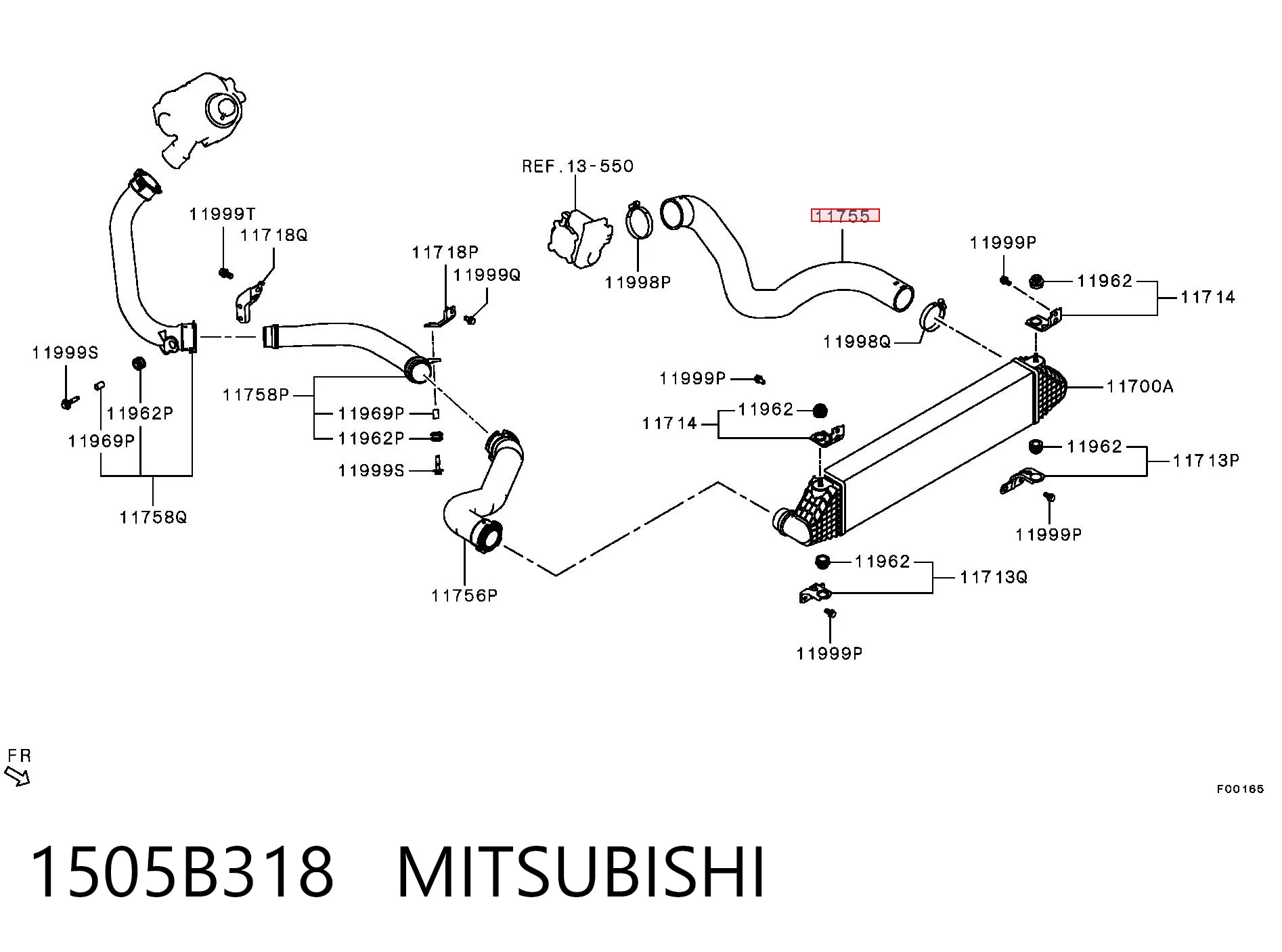 1505B318 Mitsubishi Трубка, що нагнітається