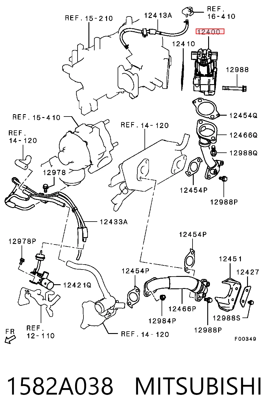 1582A038 Mitsubishi Клапан рециркуляції відпрацьованих газів EGR