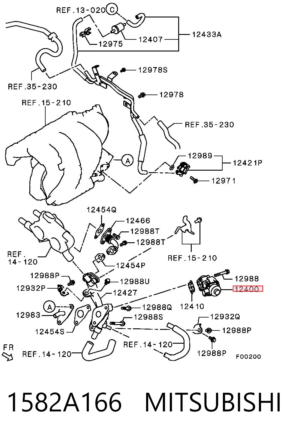 1582A166 Mitsubishi Клапан рециркуляції відпрацьованих газів EGR
