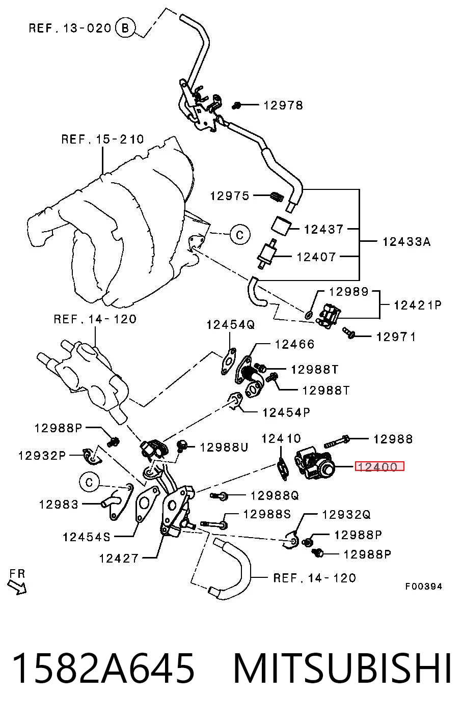 1582A645 Mitsubishi Клапан рециркуляції відпрацьованих газів EGR
