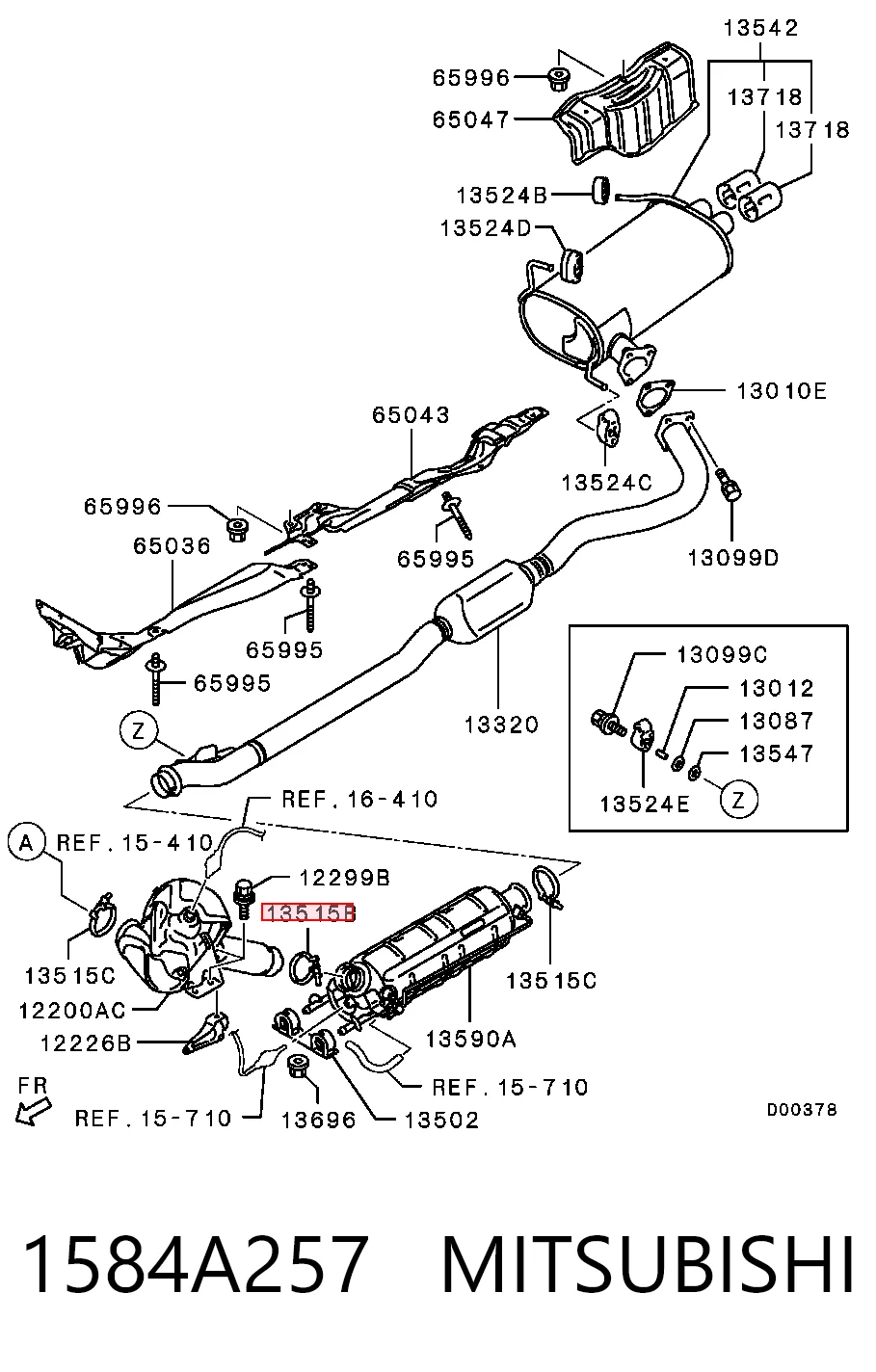 Кронштейн/хомут глушника, передній 90461WX001 Toyota