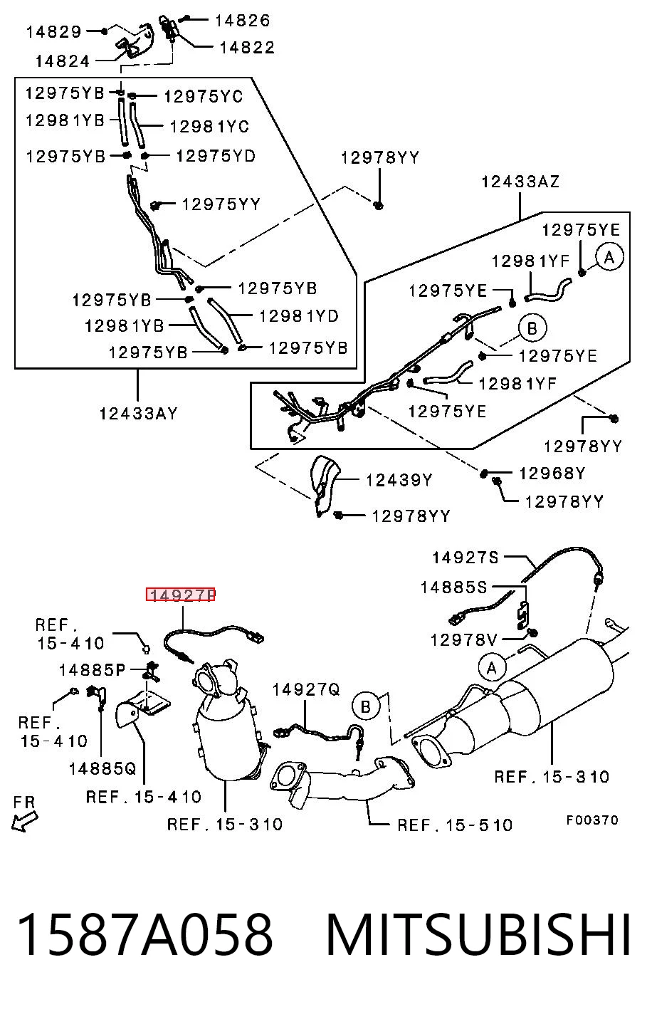 1587A058 Mitsubishi Датчик температури відпрацьованих газів (ВГ), до каталізатора