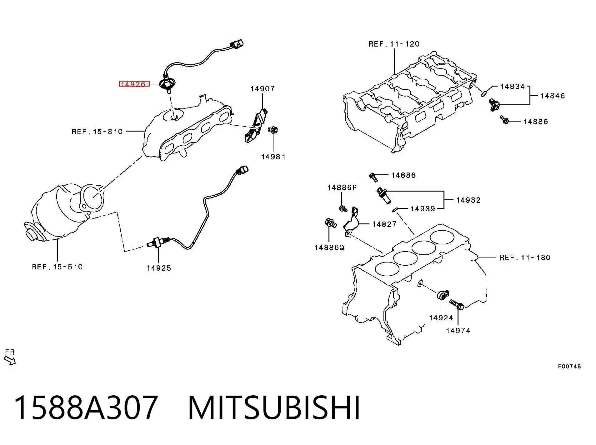1588A307 Mitsubishi Лямбдазонд, датчик кисню до каталізатора