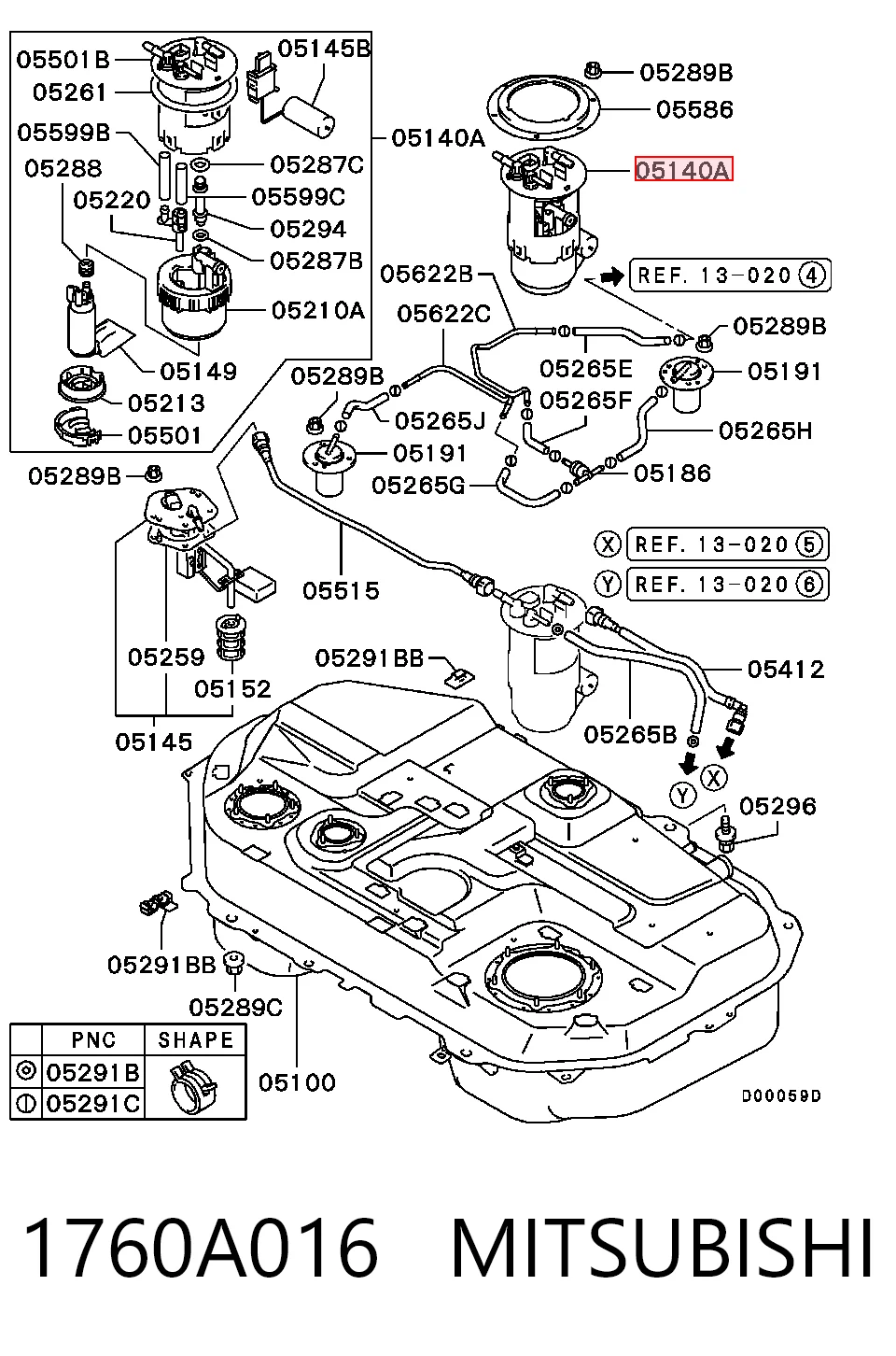 1760A016 Mitsubishi Електробензонасос