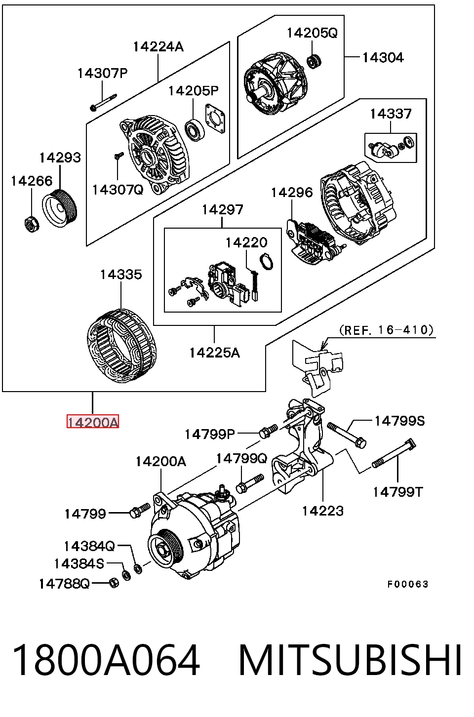 1800A064 Mitsubishi Авто генератор