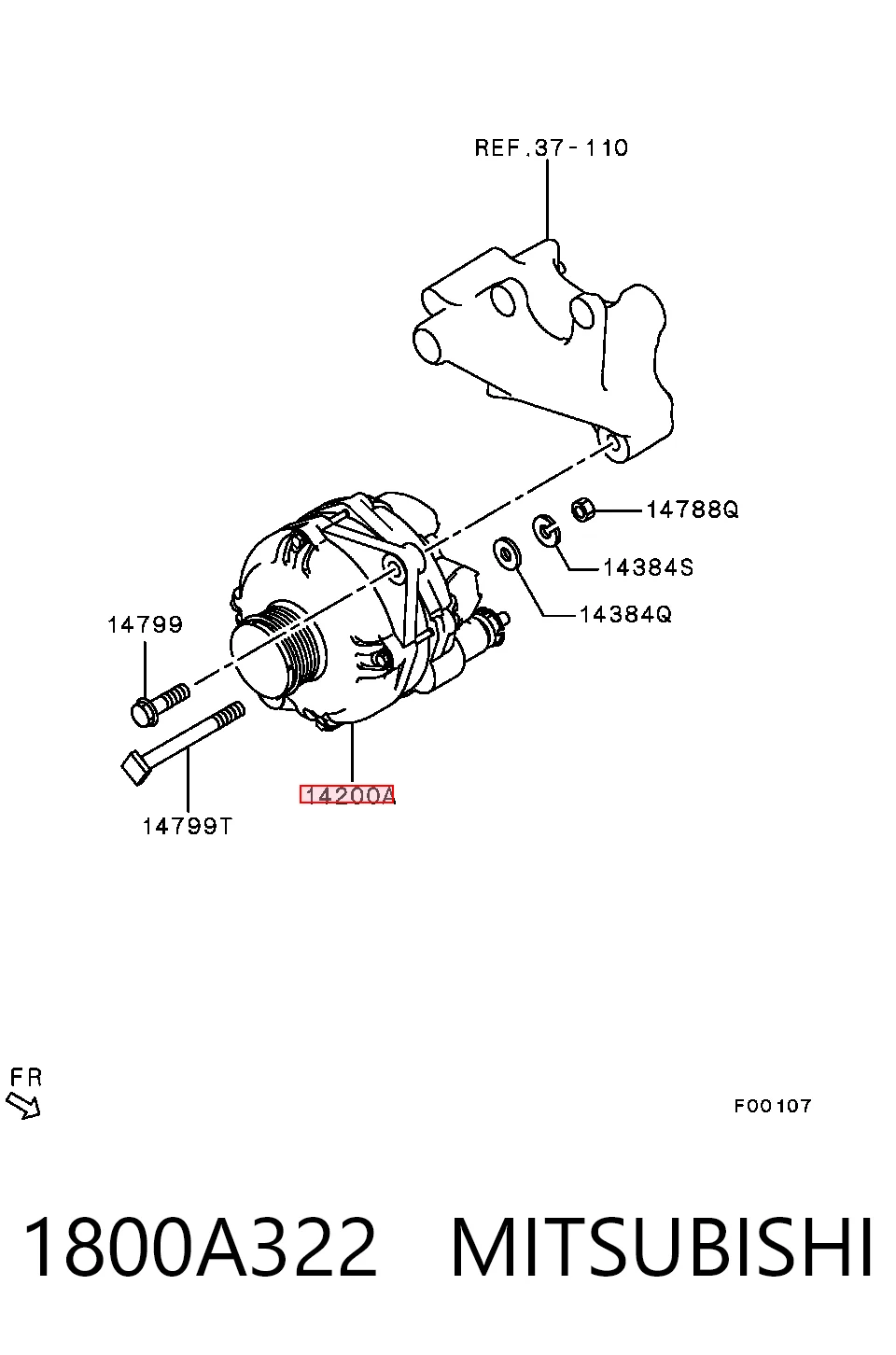 1800A322 Mitsubishi Авто генератор