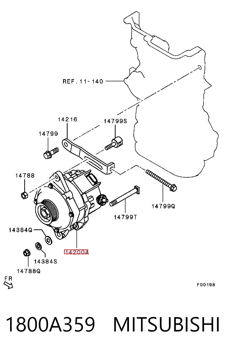 1800A359 Mitsubishi Авто генератор