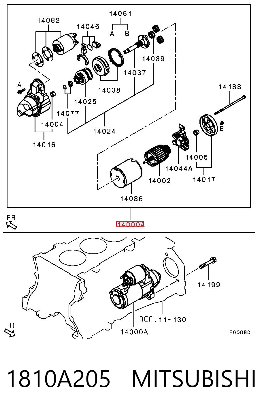 1810A205 Mitsubishi Стартер двигуна