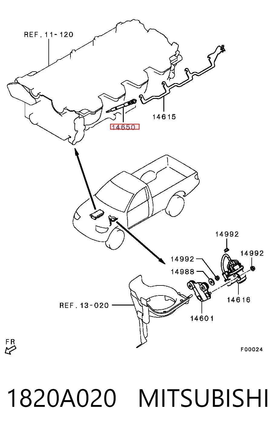 1820A020 Mitsubishi Свічки розжарювання