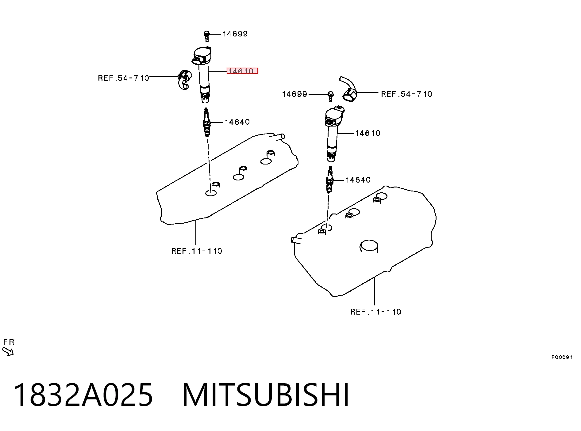 1832A025 Mitsubishi Котушка запалювання