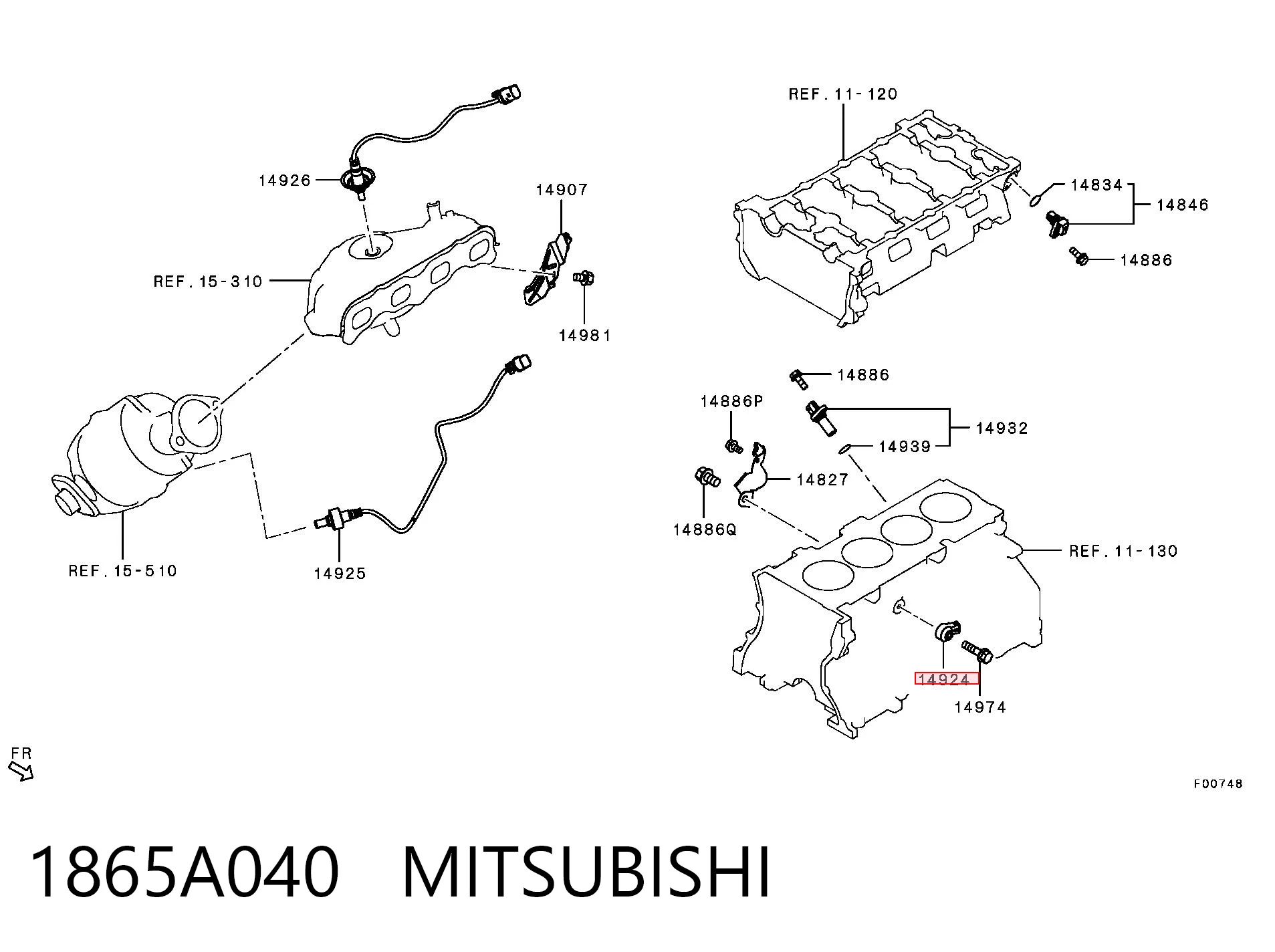 1865A040 Mitsubishi Датчик детонації
