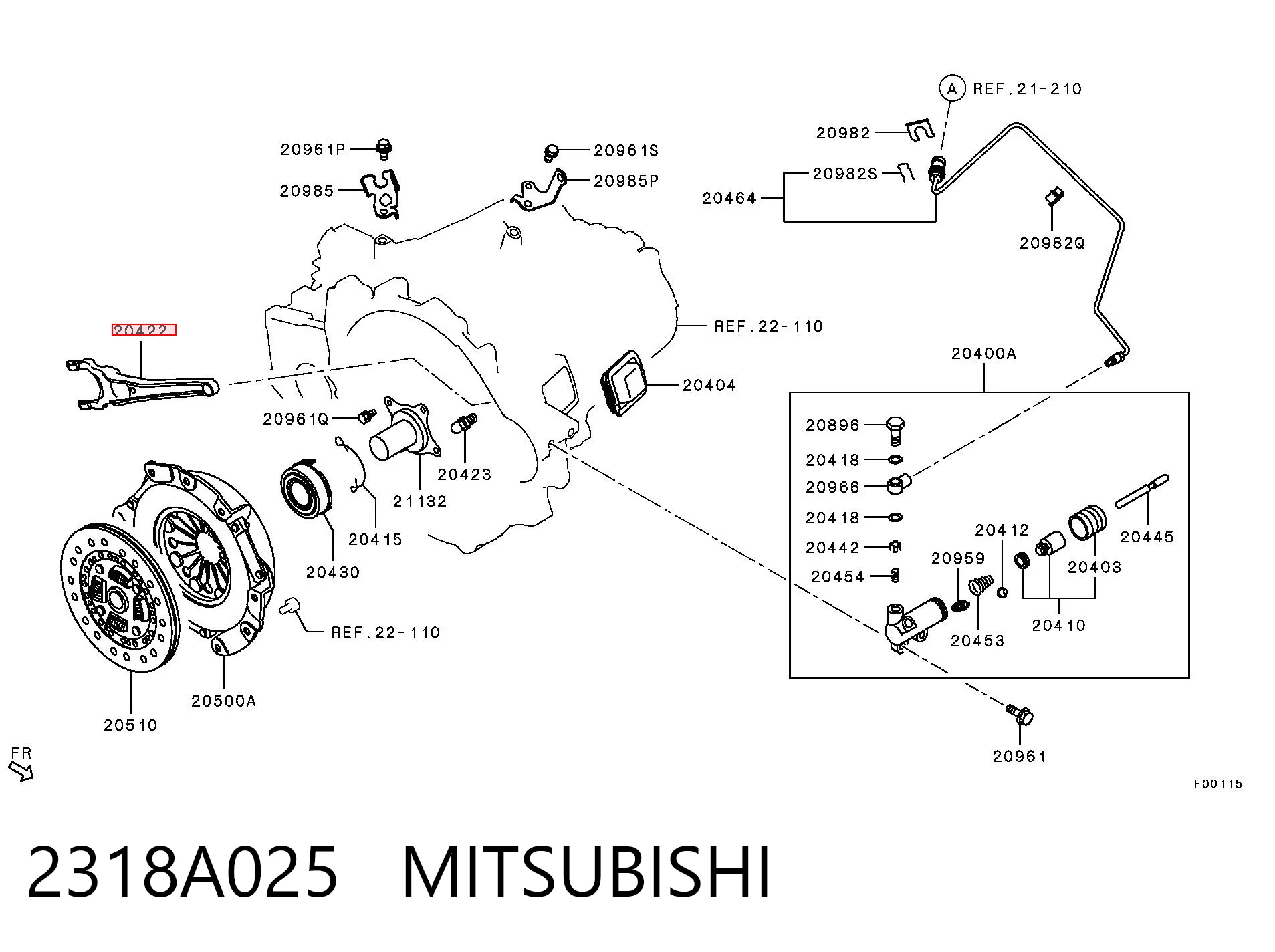 2318A025 Mitsubishi Вилка зчеплення