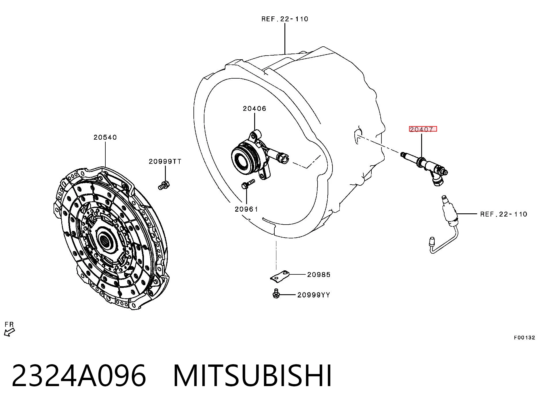 2324A096 Mitsubishi Трійник трубки зчеплення