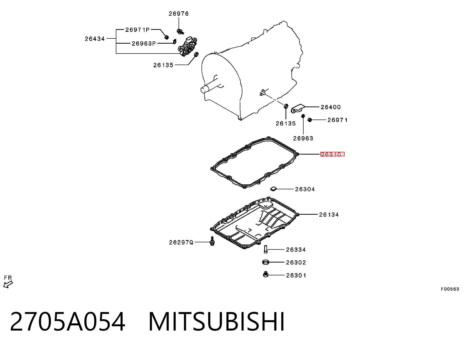 2705A054 Mitsubishi Прокладка піддону АКПП