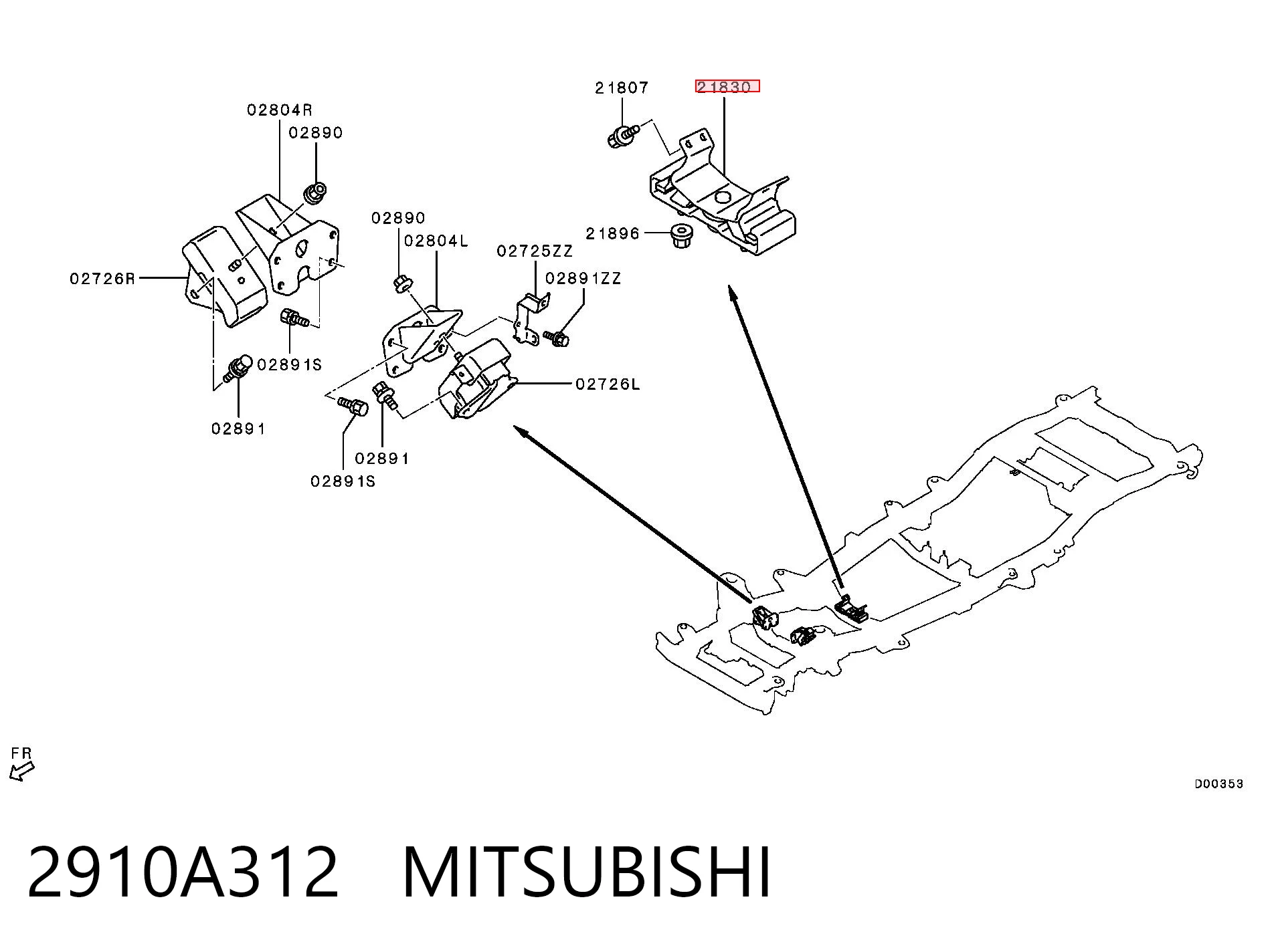2910A312 Mitsubishi Задня подушка двигуна