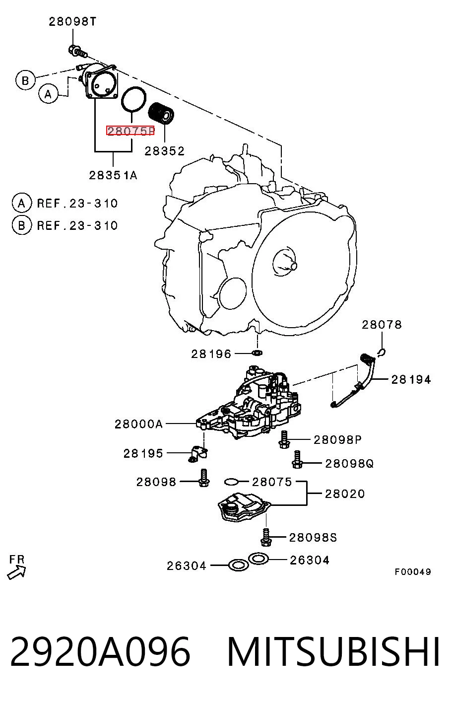 2920A096 Mitsubishi Кільце ущільнювача фільтра АКПП
