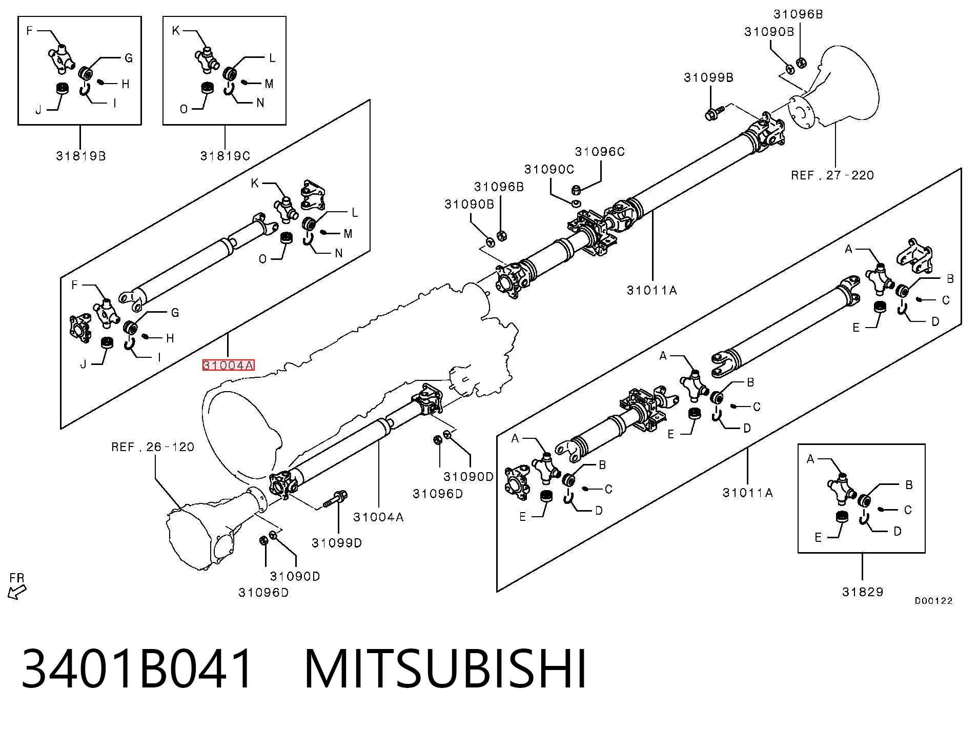 Вал карданний переднього моста Mitsubishi L 200 V пікап (KJ, KK, KL) (2014 - 2026) ціна, від 181.60 USD
