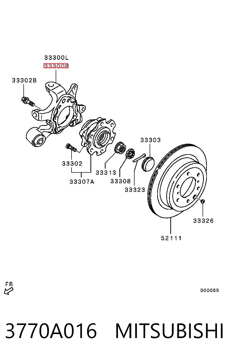 3770A016 Mitsubishi Цапфа поворотна права