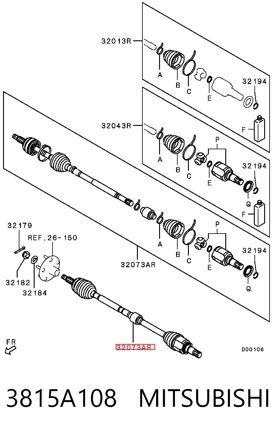 Піввісь передня, права Mitsubishi Lancer X седан (CY_A, CZ_A) (2007 - 2026) ціна, від 95.02 USD
