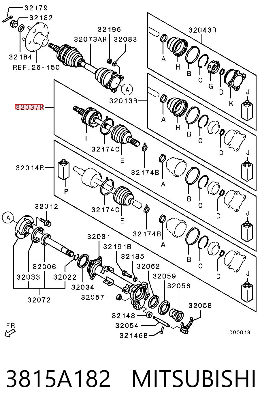 Піввісь передня, права Chrysler 3815A182 ціна, від 27.14 USD