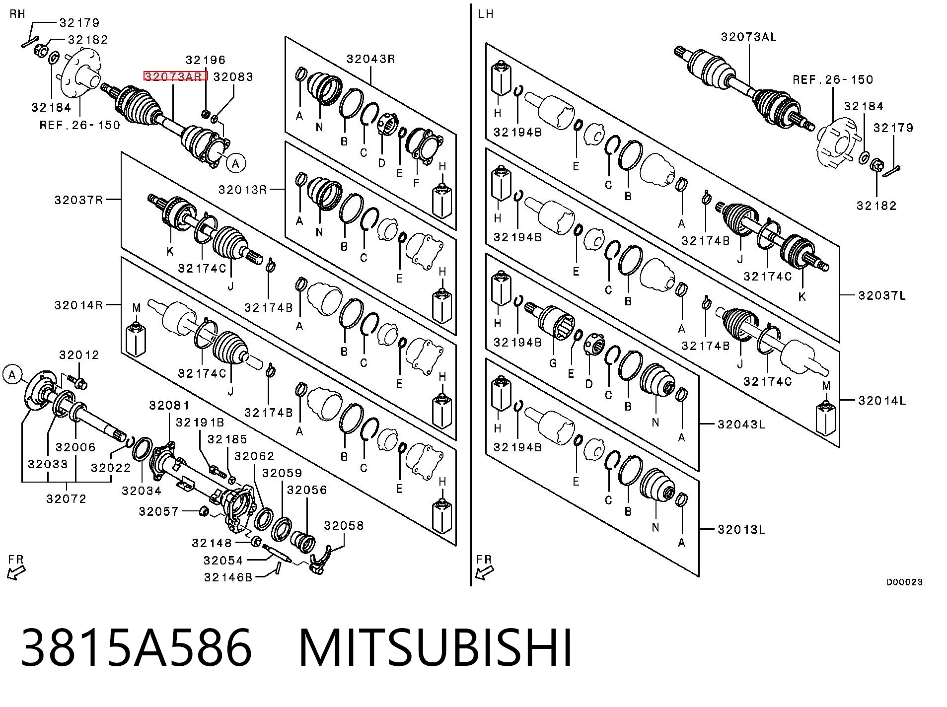 3815A586 Mitsubishi Привід передній правий