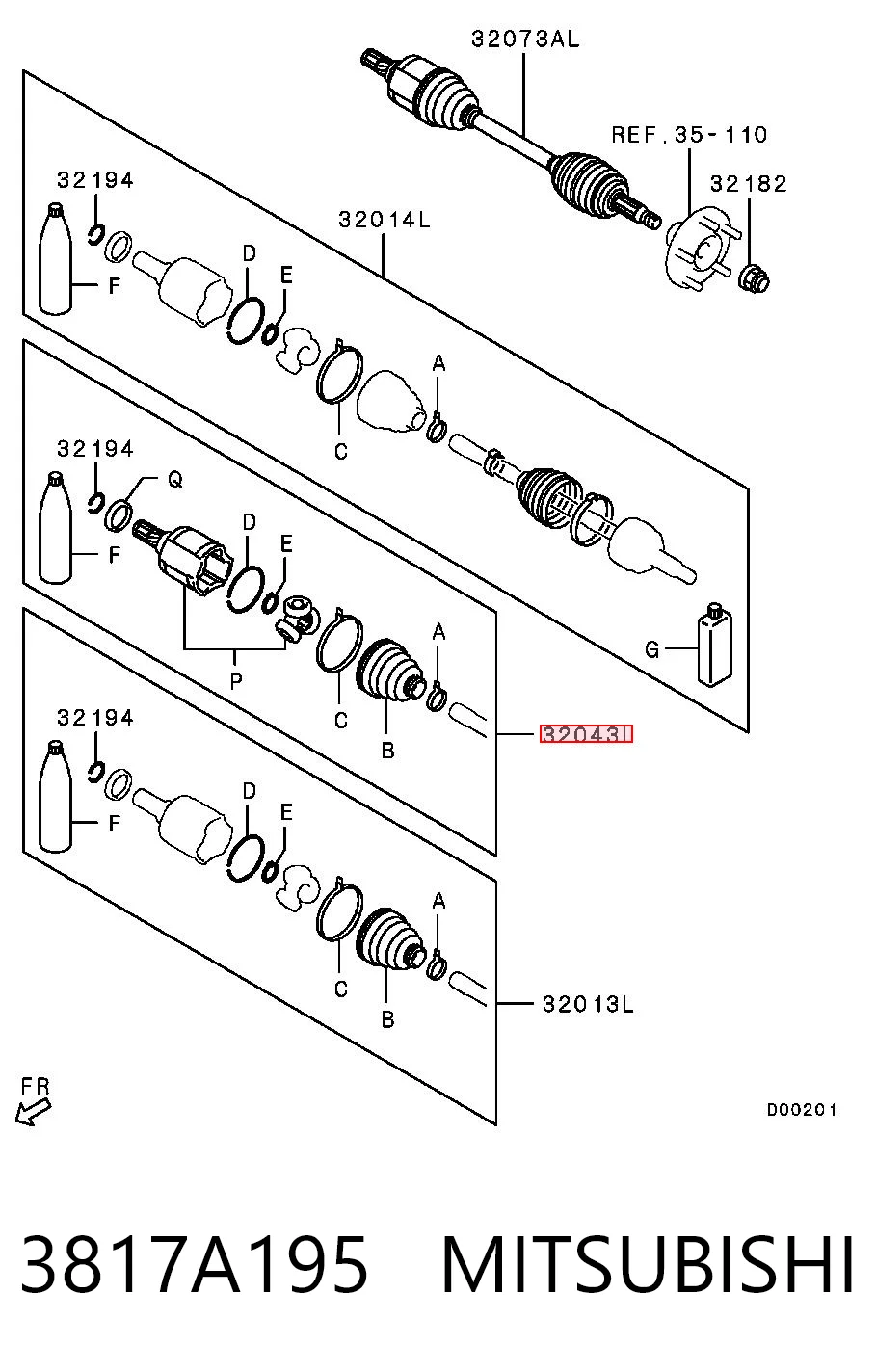Шарнір кутових швидкостей передній лівий Mitsubishi ASX позашляховик (GA) (2010 - 2026) ціна, від 43.33 USD