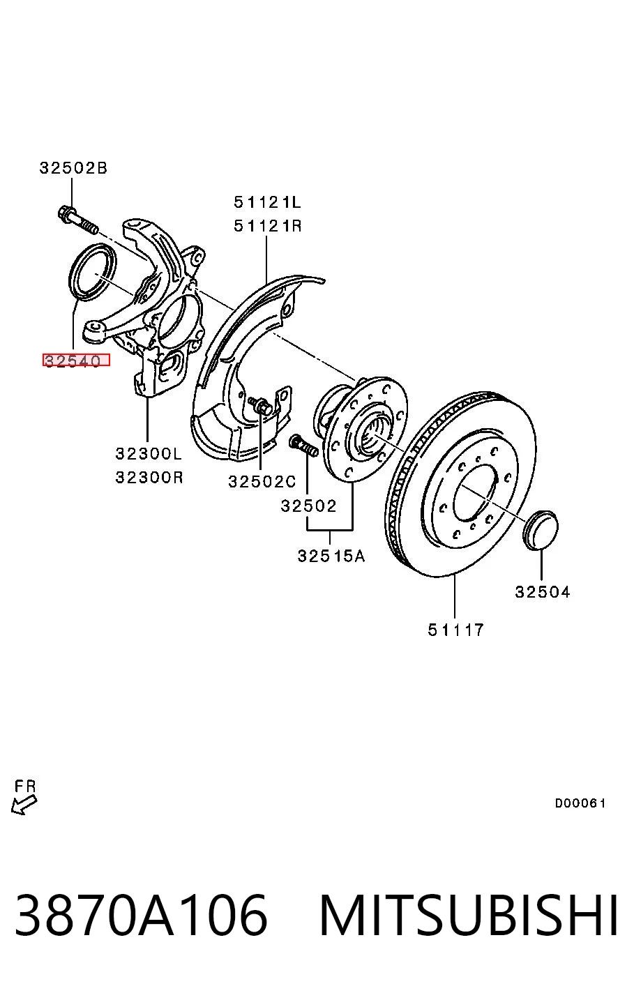 3870A106 Mitsubishi Сальник передньої маточини