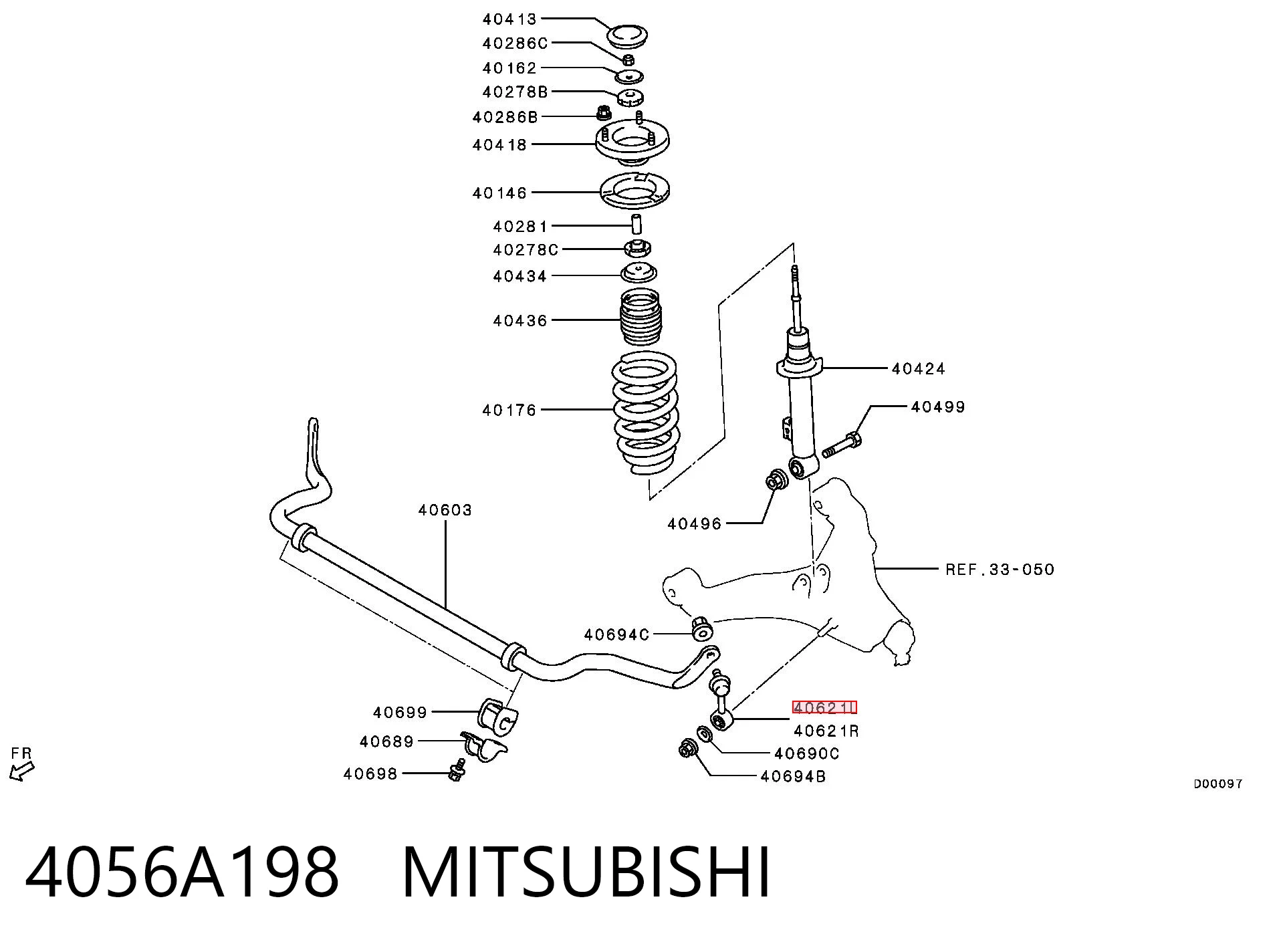 4056A198 Mitsubishi Стійка стабілізатора, переднього, ліва