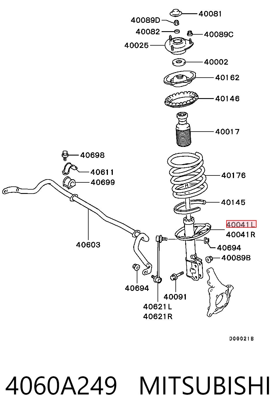 4060A249 Mitsubishi Ліва передня стійка
