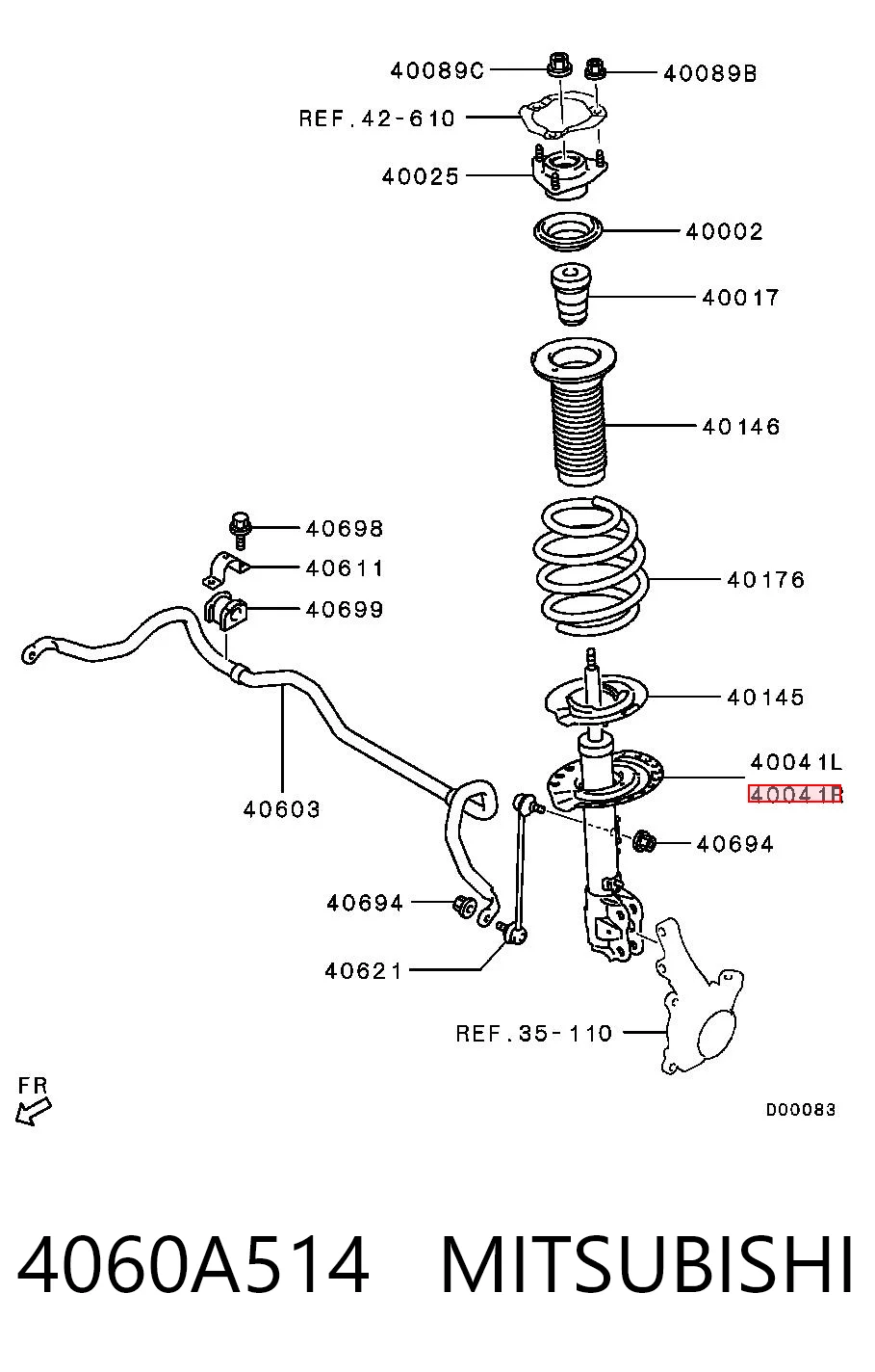 4060A514 Mitsubishi Амортизатор передньої підвіски