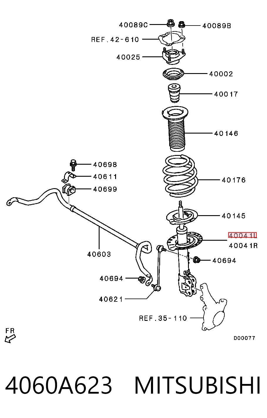 4060A569 Chrysler Ліва передня стійка