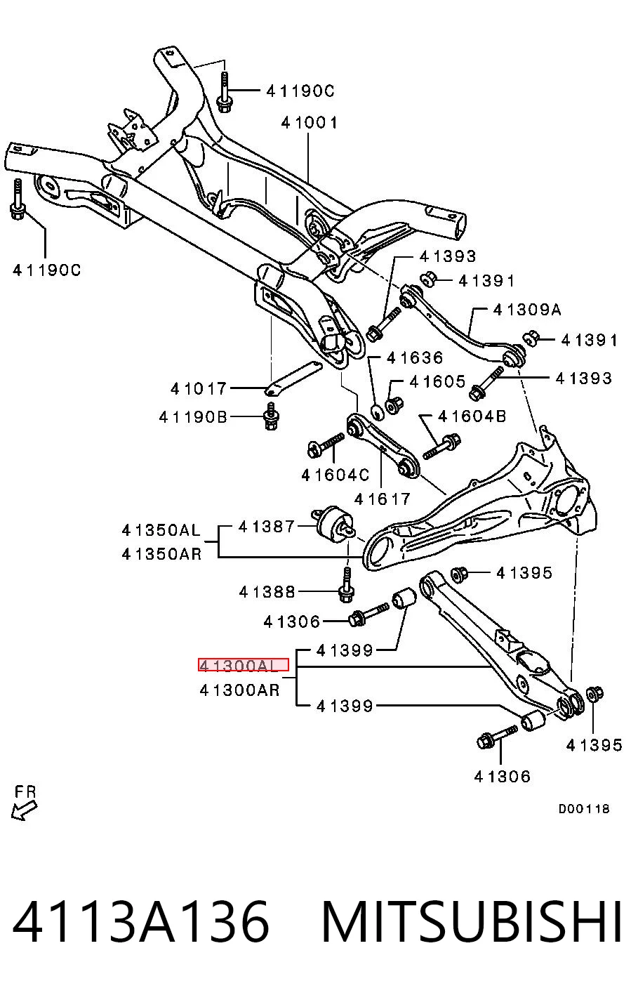 4113A136 Mitsubishi Важіль задньої підвіски поперечний