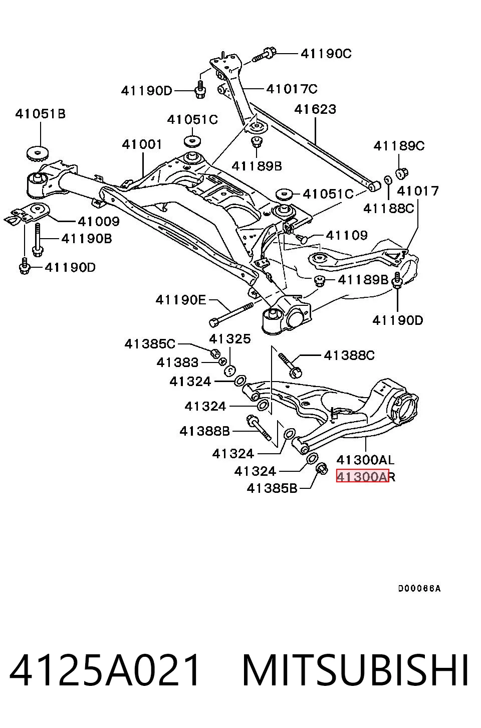 Важіль задньої підвіски нижній, правий 4125A021 Chrysler